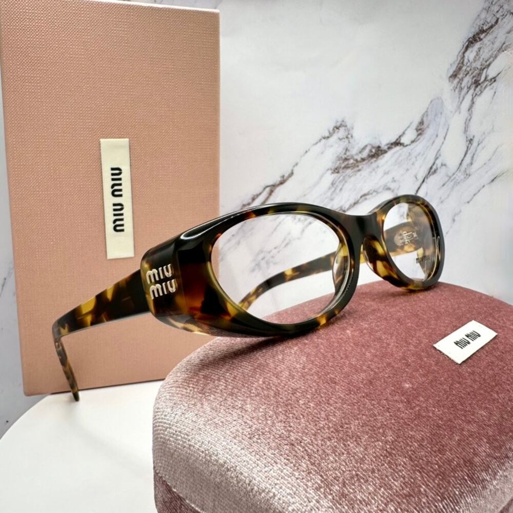 New MIU MIU Eyeglasses  Brown Oval 53mm Honey Havnana Rx-able Women